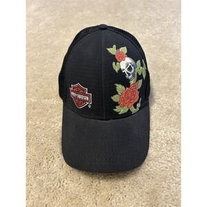 Harley Davidson Orlando Florida Hat Black Silver Flowers Floral Biker